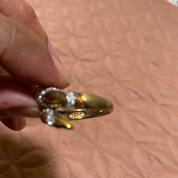 Sterling Silver bejeweled & gilded snake ring - Picture 3 of 13